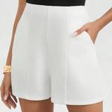 Hvid - Høj talje Shorts Shein Women's Solid Color Casual Shorts