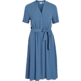 Vila Nylon Kjoler Vila Kjole viMoashly S/S Midi Dress Blå
