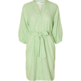 Hvid - Skjortekrave Kjoler Selected Femme Skjortekjole slfAlberta 3/4 Stripe Short Dress Hvid
