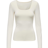 Dame - Hvid Overdele Only Lea Square Neck Rib Top - White/Cloud Dancer