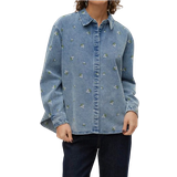12 - Dame Skjorter Vero Moda Ophelia Shirt - Blue/Medium Blue Denim