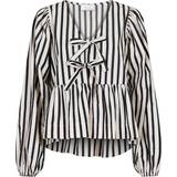 32 - Sort - Stribede Tøj Neo Noir Bessie Contrast Stripe Blouse - Striped