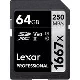 LEXAR 64 GB Hukommelseskort & USB Stik LEXAR Professional SDXC Class 10 UHS-II U3 V60 250/80MB/s 64GB (1667x)