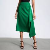 Grøn - Høj talje Nederdele Shein Women's Asymmetrical Solid Color Midi Skirt With Irregular Hem