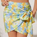Blomstrede - XXS Nederdele Shein Women's Floral Printed Wrap Tie Midi Skirt