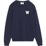 Wood Wood Polokrave Tøj Wood Wood Tay AA Patch Knit Sweater - Navy