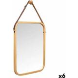 Skind Vægspejle Gift Decor Hanging Natural Leather Bamboo Wall Mirror