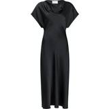 Dame - Kort ærme - Lange kjoler Neo Noir Lucinda Heavy Sateen Dress - Black