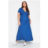 32 - Sort Kjoler Yours Striped Wrap Maxi Dress Blue