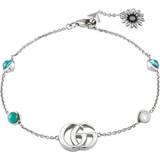 Gucci Armbånd Gucci Double G Bracelet - Silver/Topaz/Turquoise/Pearls