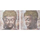 Firkantet Vægdekorationer Home ESPRIT Painting Buddha Oriental Wall Decor