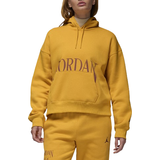 10 - Dame - Gul Sweatere Nike Women's Jordan Brooklyn Fleece Pullover Hoodie - Yellow Ochre/Dusty Peach