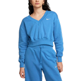 16 - V-udskæring Sweatere Nike Sportswear Phoenix Fleece Women's Cropped V-Neck Top - Star Blue/Sail