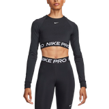 Nike Dame Overdele Nike Pro 365 Women's Dri-FIT Cropped Long-Sleeve Top - Black/White