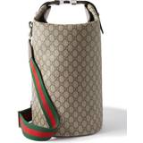 Gucci Duffeltasker & Sportstasker Gucci Leather-Trimmed Monogrammed Coated-Canvas Duffle Bag Men Brown