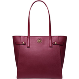 Lærred Tote Bag & Shopper tasker Michael Kors Carmen Large Faux Saffino Leather Tote Bag - Mulberry Red