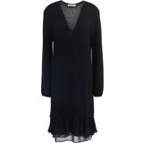 Cashmere - V-udskæring Kjoler Twinset Short Dresses - Black