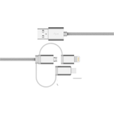 Grå - USB-kabel Kabler Nördic LGNG-N1012 USB A / Lightning - USB C/ Micro USB M-M