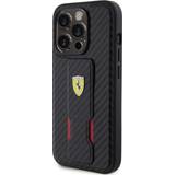 Ferrari Mobiltilbehør Ferrari Carbon Grip Standhülle Cover für iPhone 15 Pro Max Schwarz iPhone 15 Pro Max Smartphone Hülle, Schwarz