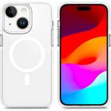 4smarts Hvid Mobiletuier 4smarts iPhone 15 Plus Hybrid Guard Cover MagSafe Kompatibel Gennemsigtig Hvid