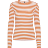 Pieces Stribede Tøj Pieces Ruka Long Sleeved Top - Tangerine