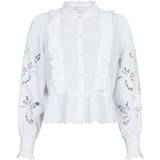 38 - Flæse Bluser Neo Noir Petrine Embroidery Shirt - White