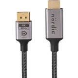 DisplayPort-kabler - HDMI aktiv Nördic DPHM-410 Displayport - HDMI M-M 1m