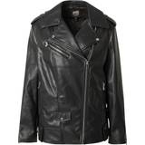 16 - Oversized Jakker River Island Faux Leather Oversized Biker Jacket - Black