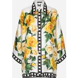 Dame - Gul - Knapper Skjorter Dolce & Gabbana Oversize silk shirt with yellow rose print