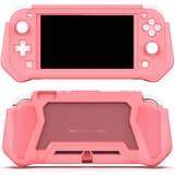 Console Decal Stickers MAULUND Nintendo Switch Lite 360° Plastik Cover Indbygget Skærmbeskyttelse - Pink
