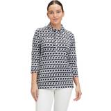 16 - 48 - Dame Bluser Betty Barclay Top With Pattern And Shirt Collar Navy