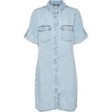 Dame - Skjortekrave Kjoler Vero Moda Jennie Short Dress - Blue/Light Blue Denim