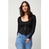 Overdele Gina Tricot Lace Detail Top - Black