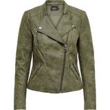 34 - Kort Overtøj Only Ava Imitation Leather Jacket - Green/Kalamata
