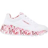 Skechers Hvid Sneakers Børnesko Skechers Girl's Uno Lite Lovely Luv - White Synthetic/Red/Pink Trim
