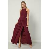 Asymmetriske - L Kjoler Angelina Burgundy Beaded Halterneck Maxi Dress