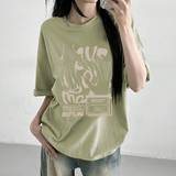 Dame - Grøn - Oversized T-shirts & Toppe Shein Women's Oversized Street Style T-Shirt With Big Graphic Design
