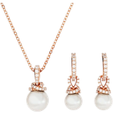 Perler Smykkesæt Swarovski Originally Necklace & Earrings Set - Rose Gold/Pearls/Transparent
