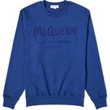 Alexander McQueen Blå Overdele Alexander McQueen Men's Graffiti Logo Crew Sweat Midnight Blue