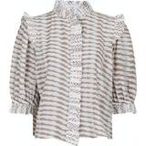 Beige - Dame Bluser Neo Noir Chacha Graphic Blouse - Sand