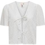 44 - Bomuld Bluser Only Tie String Top - White/Bright White