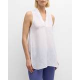 Emporio Armani Dame Overdele Emporio Armani Sleeveless High-Low Linen Blouse