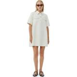 12 Kjoler Ganni Heavy Denim Mini Dress in White Organic Cotton Women's