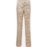 Guld - Viskose Bukser & Shorts Dries Van Noten Pink & Gold Metallic Trousers 954 GOLD FR