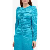 Ganni V-udskæring Kjoler Ganni Women's Satin O-Neck Midi Dress Algiers Blue