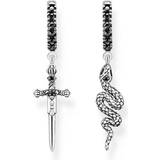 Smykker Thomas Sabo Snake & Sword Creole Earrings - Silver/Black