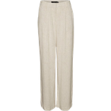 Dame - L33 Bukser Vero Moda Tiraver Mid Waist Trouser - Grey/Oatmeal
