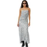 Ganni Sølv Kjoler Ganni Silver 3D Sequins Long Slip Dress Elastane/Polyester/Recycled Polyester Women's