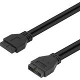 Hun – Hun - Rund - USB-kabel Kabler Nördic AE-110 3.0 20pin Header - 2xUSB A Adapter M-F 25m