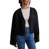 Blå - Oversized Overtøj Gina Tricot Blanket Stitch Jacket - Navy